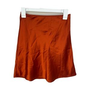 2Bella Elegant Rust Satin A-Line Skirt Holiday Party Bohemian